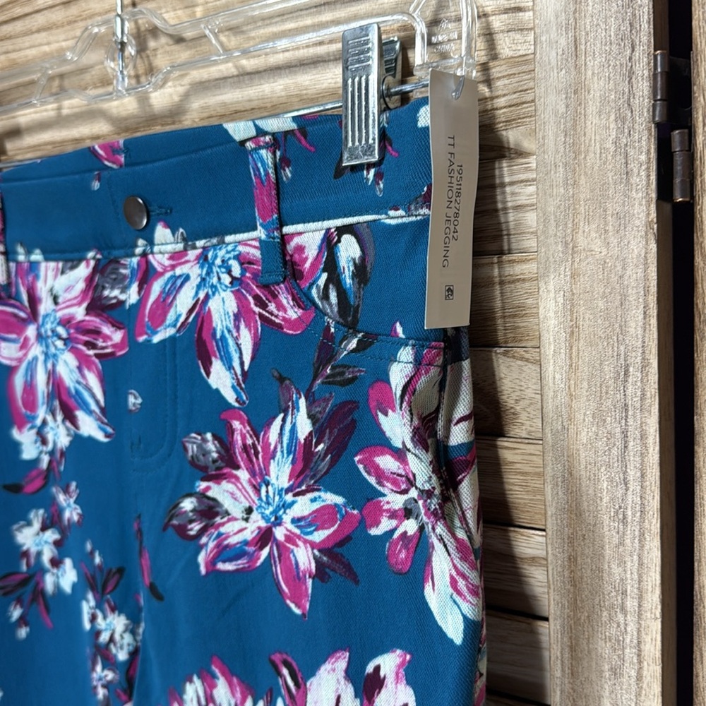 Time and Tru Teal Floral Leggings New With Tags Size XS (02) - Picture 5 of 13